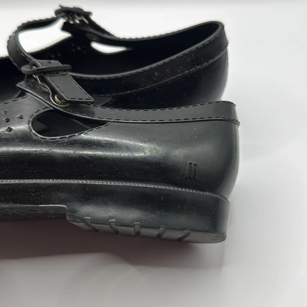 Mini Melissa Black Mary Jane Flats Size 4 Big Kid Jelly Ballet Shoes